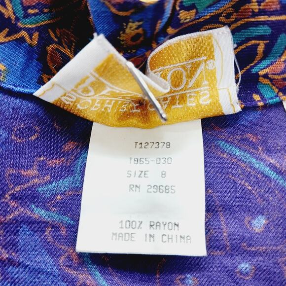 Pendleton Blouse Size 8 Blue Gold Paisley Boho Luxe Art Teacher Witchy Office - Picture 15 of 16